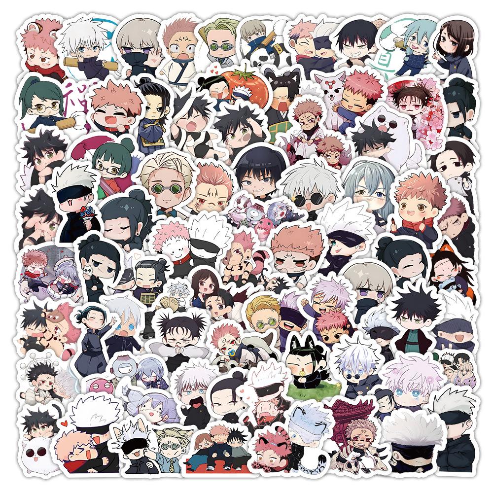 104Pcs Chibi Jujutsu Kaisen Characters Graffiti Stickers Waterproof Decals Stickers For Laptop Phone Thermos Stickers Kids Gift