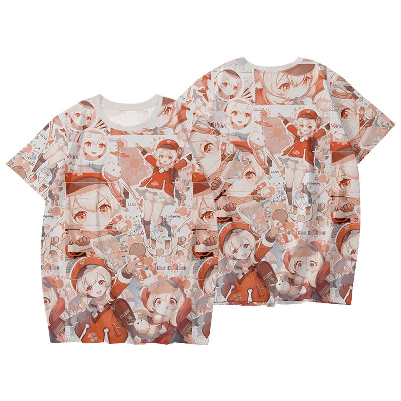 Popular Game Genshin Impact Cosplay T-shirt 3D Klee Print Cartoon T Shirt Fashion Short Sleeve Crew Neck Y2k Top Summer Clothing