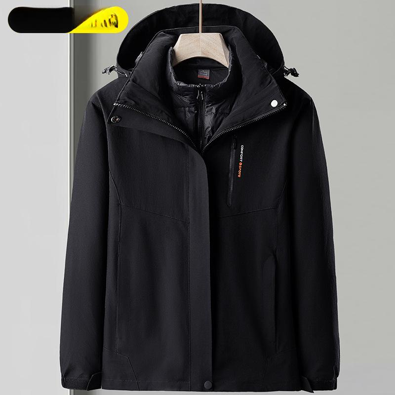 White Duck Down Detachable Three-in-one Jacket for Men, Windproof, Waterproof and Warm, Self-driving Camping and Mountaineering Clothing