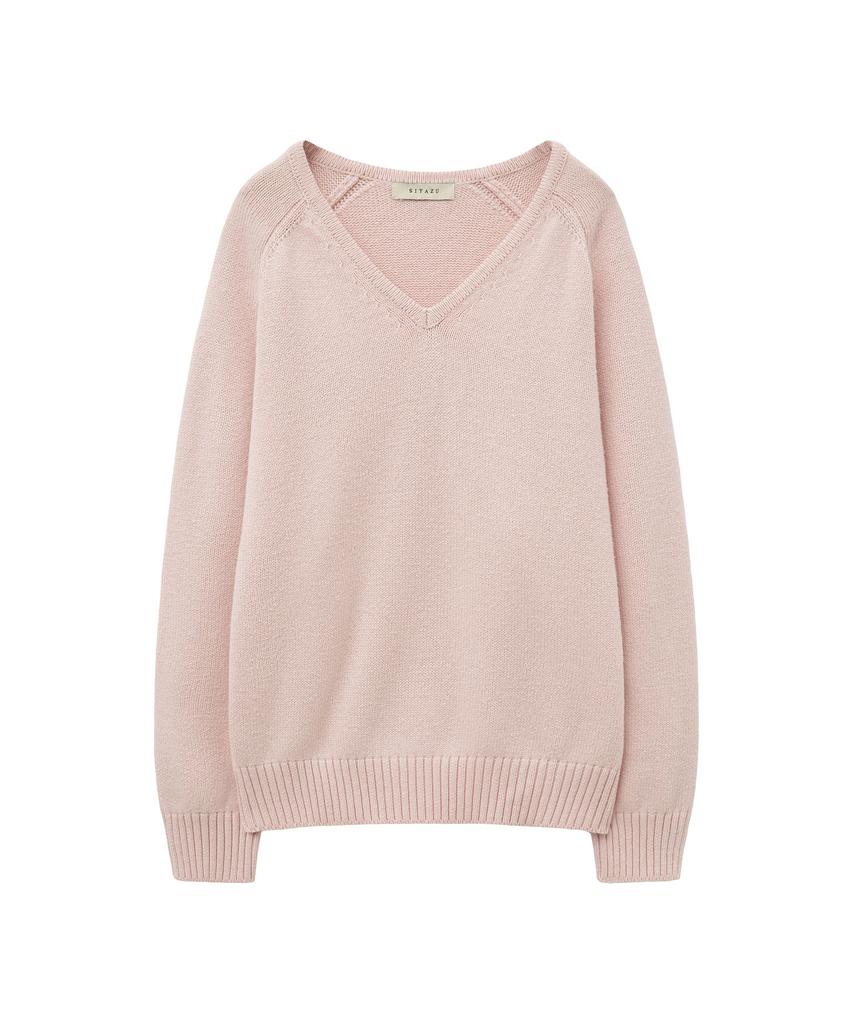 Siyajyu Sikn2156 Wool Blend Loose V-Neck Knit_Light Pink