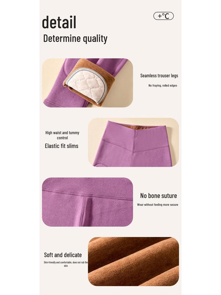 Oudifen 100% Pure Wool Plush Warm Leggings for Women
