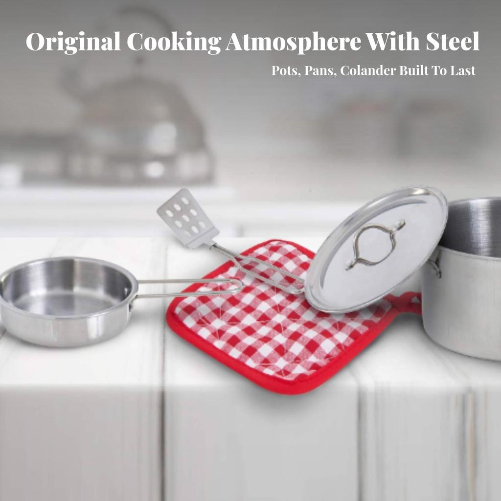 11 Pieces Toy Cookware Set with Storage Pouch Realistic for Daycare, Preschool