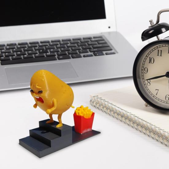Pooping Potato Figurine 3D Printed Potato Become French Fries Ornament Desktop Potato And Fries Decoration Prank Gift for Fries Lovers