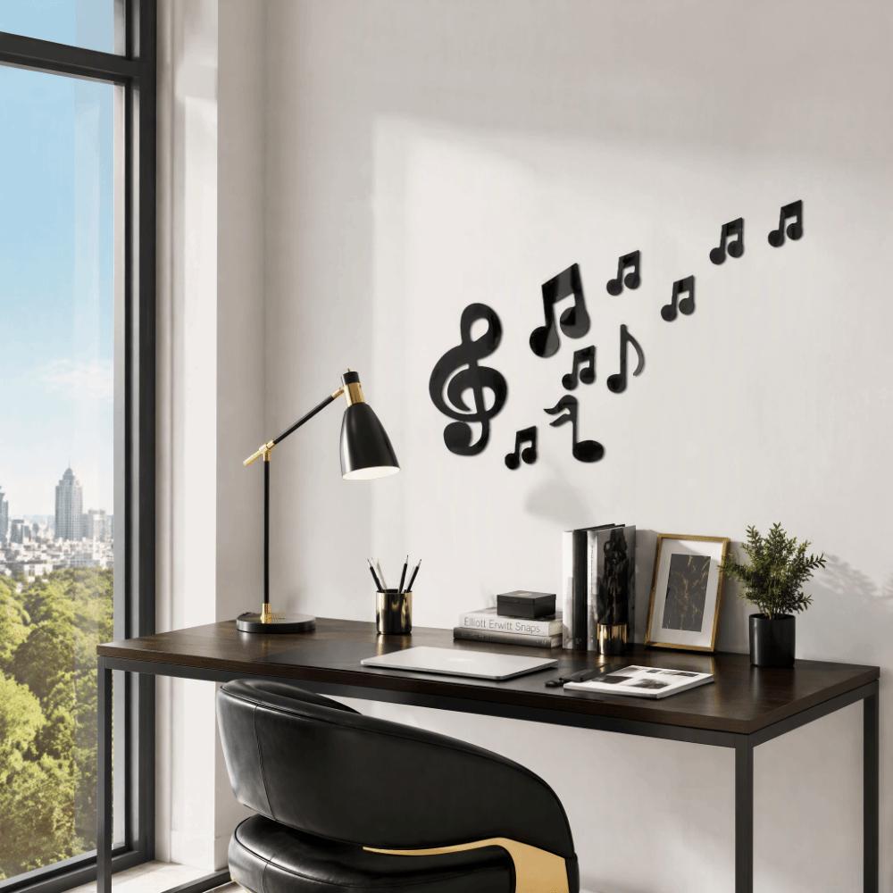 Removable Finish Music Note Wall Sticker 3D Look Embossed Wall Decal  Wall Background