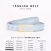 Women's Fashionable Gold Buckle Leather Belt - Versatile Cowhide Waistband for Dresses and Pants
