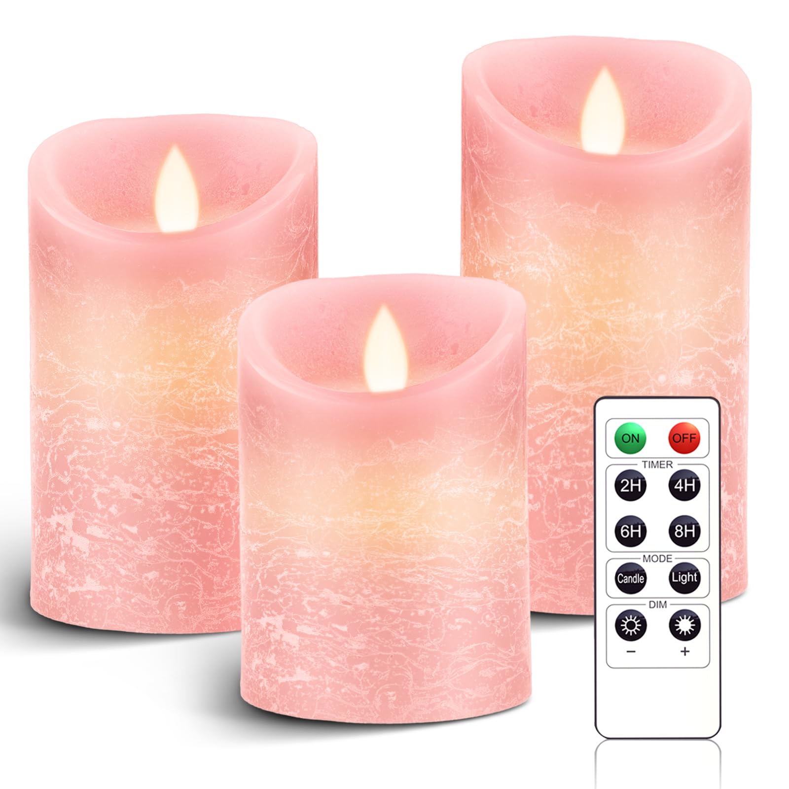 

SinRenn 3-Piece LED Candle Light Set with Remote Control, Flickering LED Candle Lights, Real Flame-Like Warm Light, Unscented, Flameless, Safe,