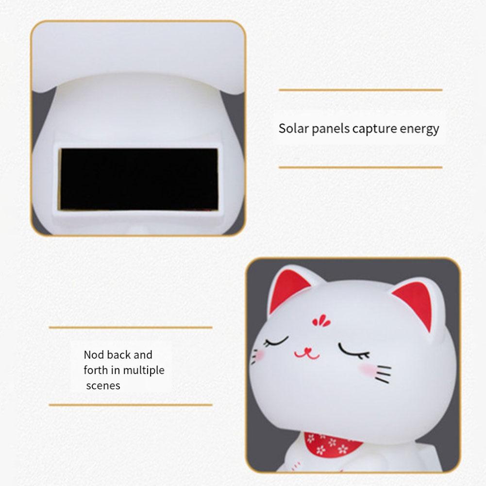 Happiness And Auspiciousness Car Ornament Cute Cat Solar Powered