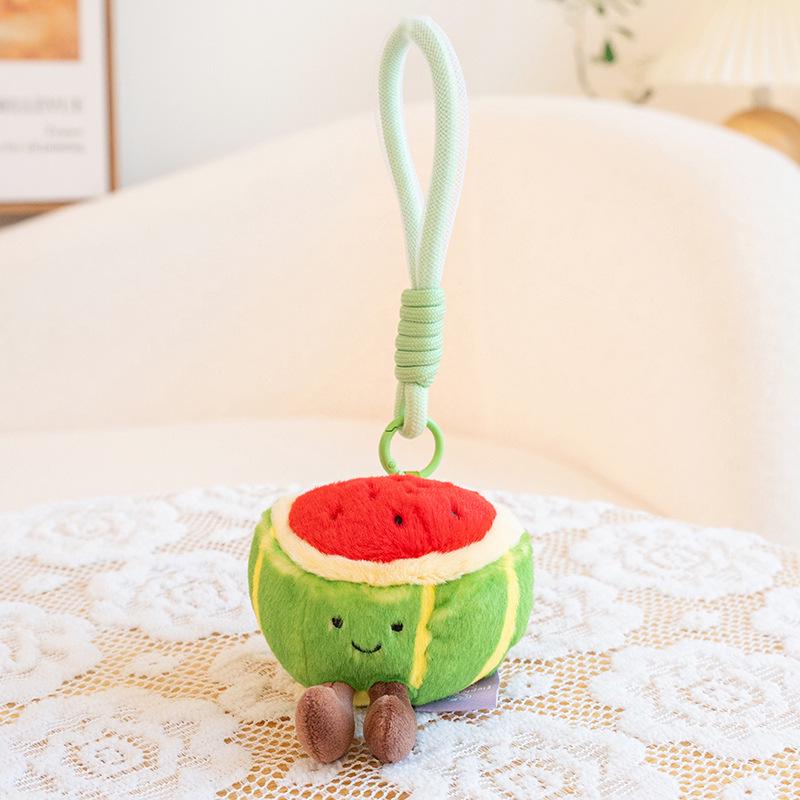 Fruit Plush Keychain: Cute Apple & Banana Desk Companion Ornament Gift