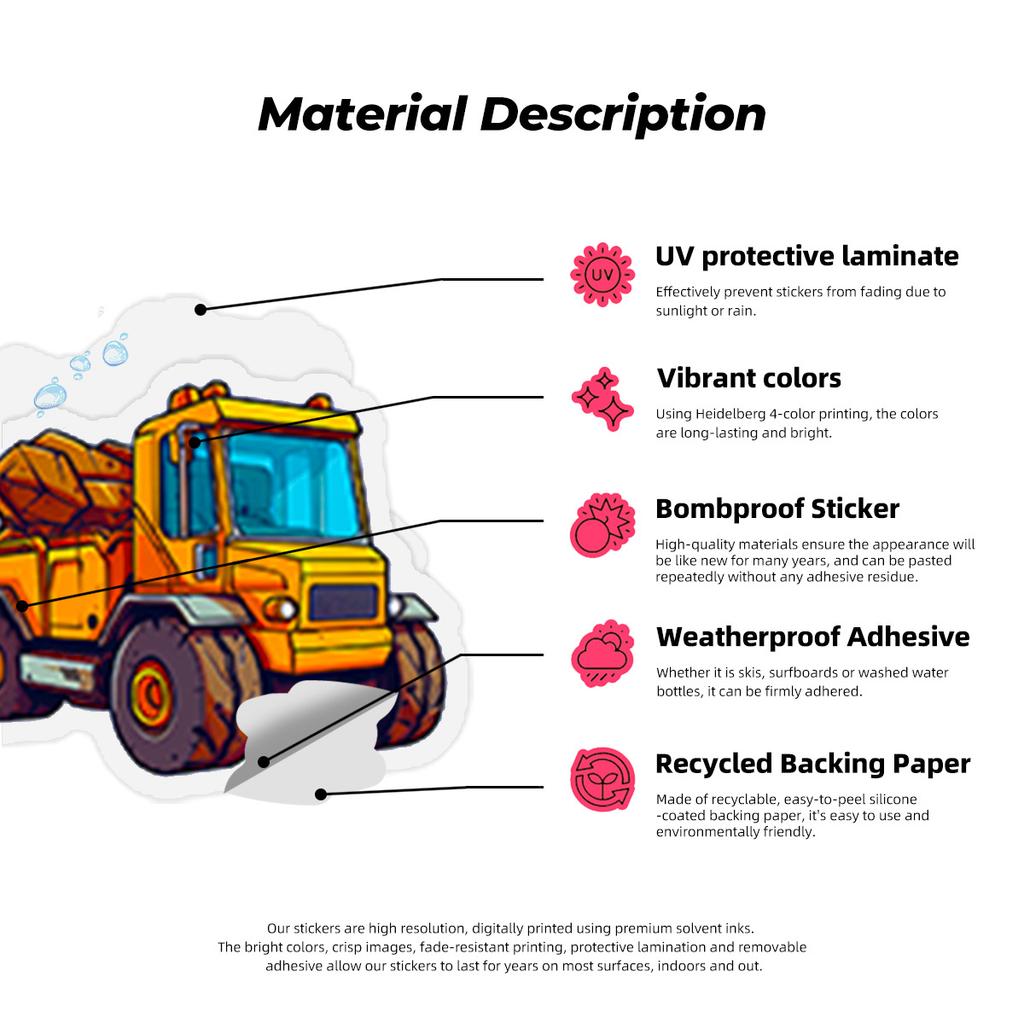 50 Children's DIY Sticker Bag Cartoon Transportation Waterproof Sticker Doodle Creative Sticker Bag