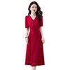 Red dress women's summer new design temperament socialite slim and thin formal settings skirt