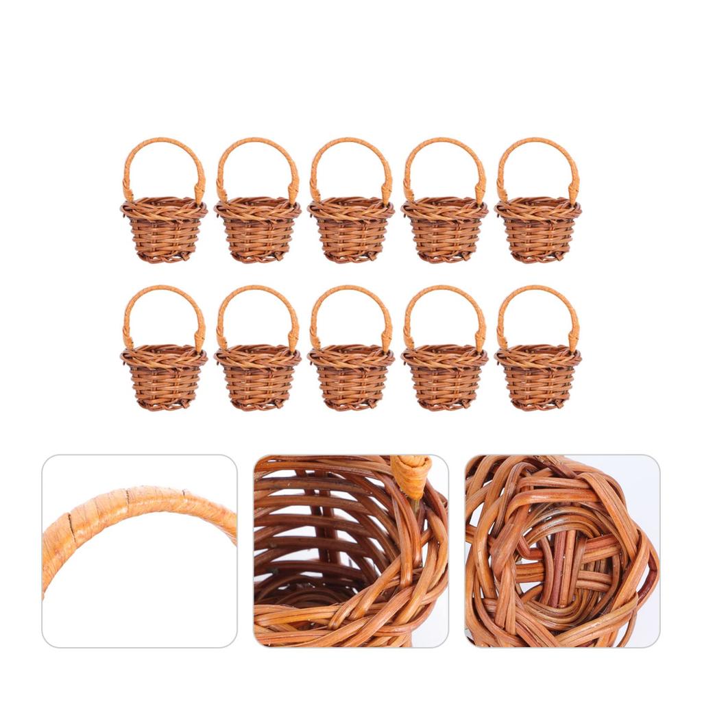DOITOOL Miniature Mini Baskets 10 Pieces Mini Shopping Basket with Handle Easter Basket 6x4cm Small Mini Easter Basket Decorative Basket Basket Home