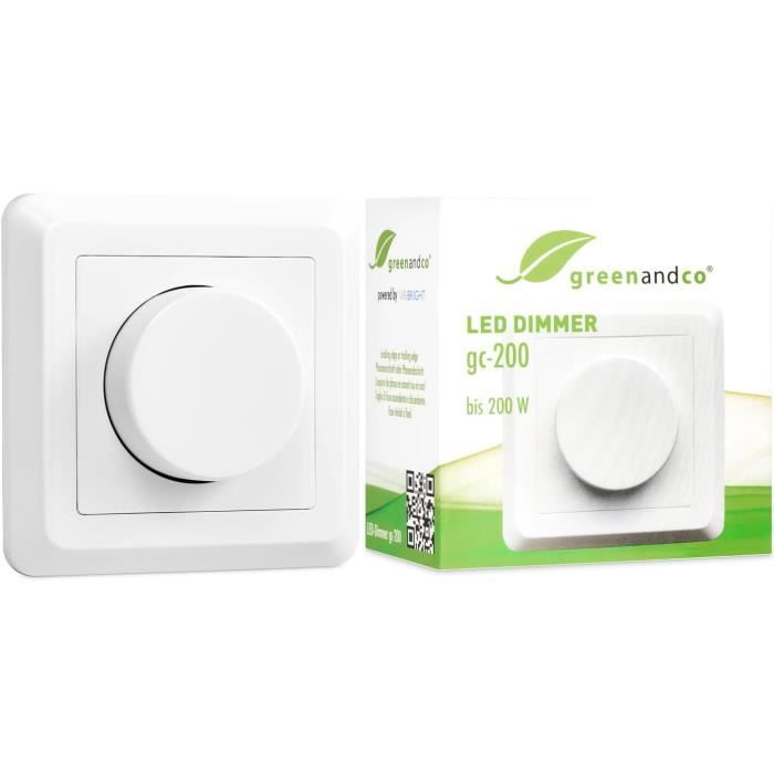 LED dimmer - greenandco - gc-200 - 1-200 w - white - flush-mounted