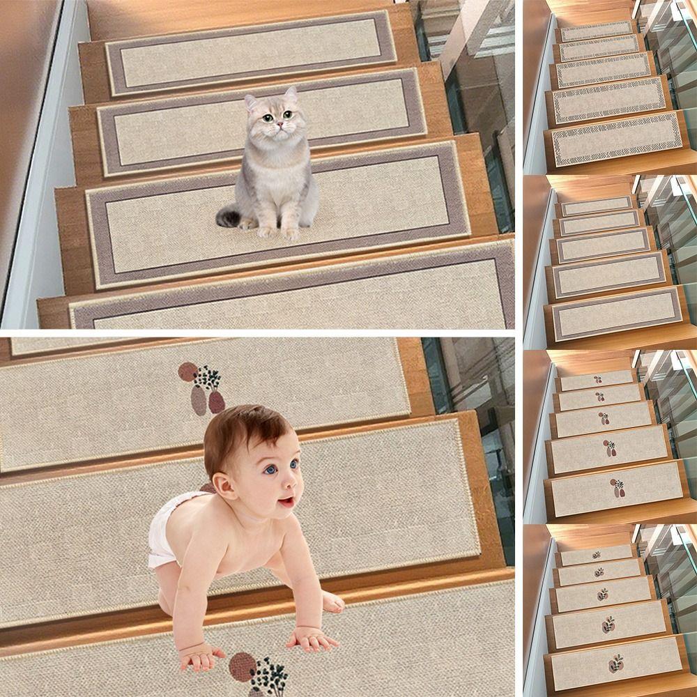 Non-Slip Stair Treads Washable Home Steps Protective Mat Creative Stair Carpet Pets Safe