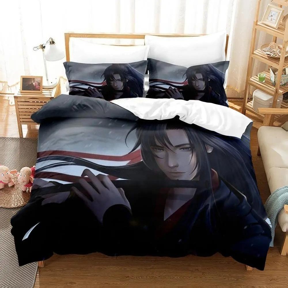 3D Print Mo Dao Zu Shi Wei Ying and Lan Zhan Bedding Set Anime Three-piece Set Adult Kid Bedroom Duvetcover Sets