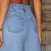 Women's Denim Outfits Sleeveless Casual Button Down Sleeveless Tank Top Vest High Waist Wide Leg Jean Pants