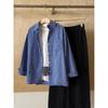 Miu Style Women's Blue Plaid Shirt Jacket - Loose College Layering for Early Autumn