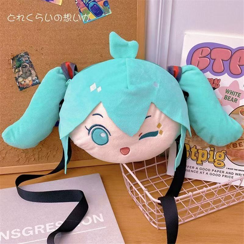Anime Kawaii Hatsune Miku Merchandise Plush Bag Cute Doll Figurine Crossbody Bag Large Capacity Mikufufu Christmas Gift