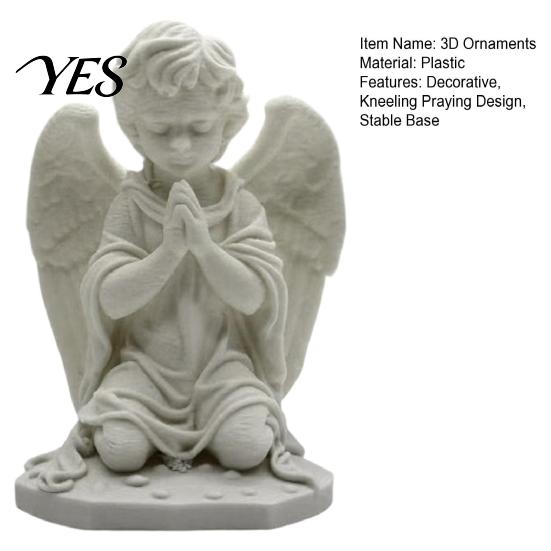Small Angel Figurine for Shelf 3D Printed Kneeling Praying Statue, Matte White Cherub Sculpture Eco-friendly PLA Decor Home Decor, Healing Office