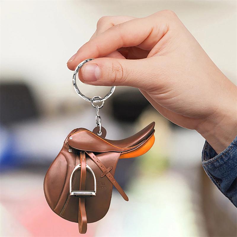 Saddle Shape Acrylic Key Ring Mini Key Chain Hook  Western Cowboy Saddle Acrylic Pendant For Horses Lover Gift Decoration