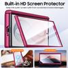 Shockproof Phone Case with Hinge Protection, Card Holder and Camera Cover for Galaxy Z Fold 8 Ultra-Rose Red