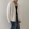 2023 Autumn/Winter Men's Loose Black Mink Knit Cardigan Sweater