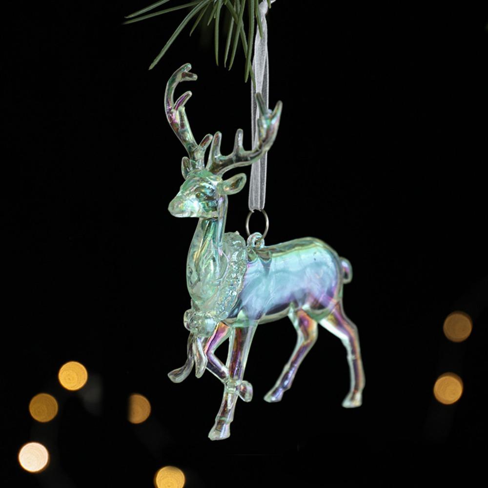 Shiny Christmas Tree Snowflake Pendant Acrylic Elk Xmas Ornament Hangging Party Supplies Christmas Tree Decorations New Year