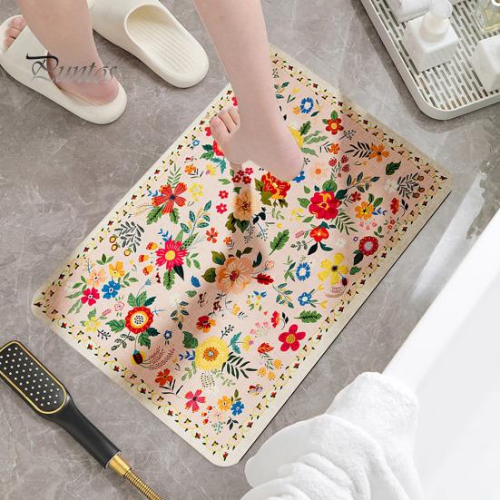 Rohož Koupelnová Podložka Rychloabsorpční Květinový potisk Rychleschnoucí Rozsivek Bahno Protiskluzový Spodní vstupní Koberec Víceúčelový Koberec do vany Sprchový dřez Kuchyňský koberec