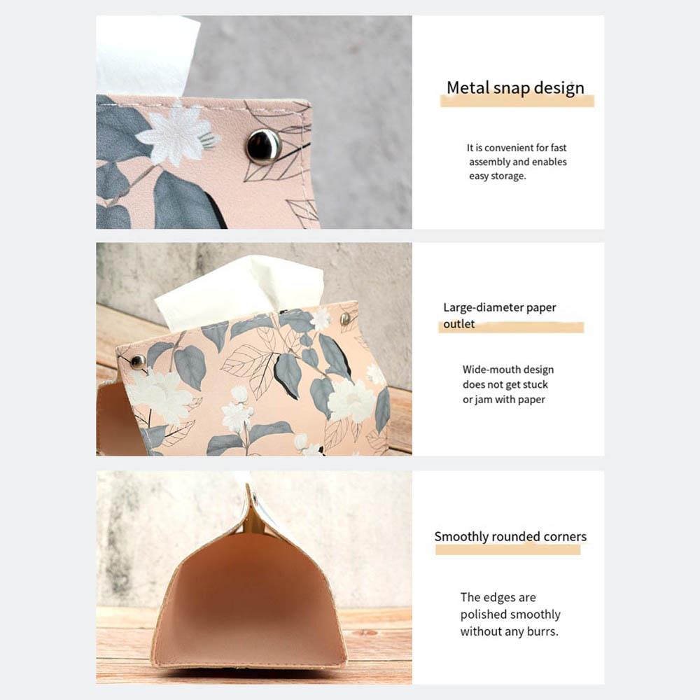 Creative Flower Tissue Boxes PU Leather Tissue Case Waterproof Storage Box Tissue Cover Desk Clean Napkin Holder Household Items