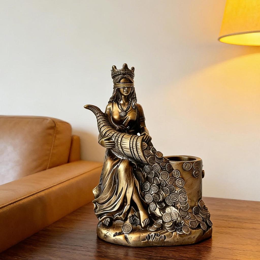 Wealth Goddess Greek Angel Ornament Resin Fortune Goddess Statue Decoration Figurine Pen Holder For Home Office Studio