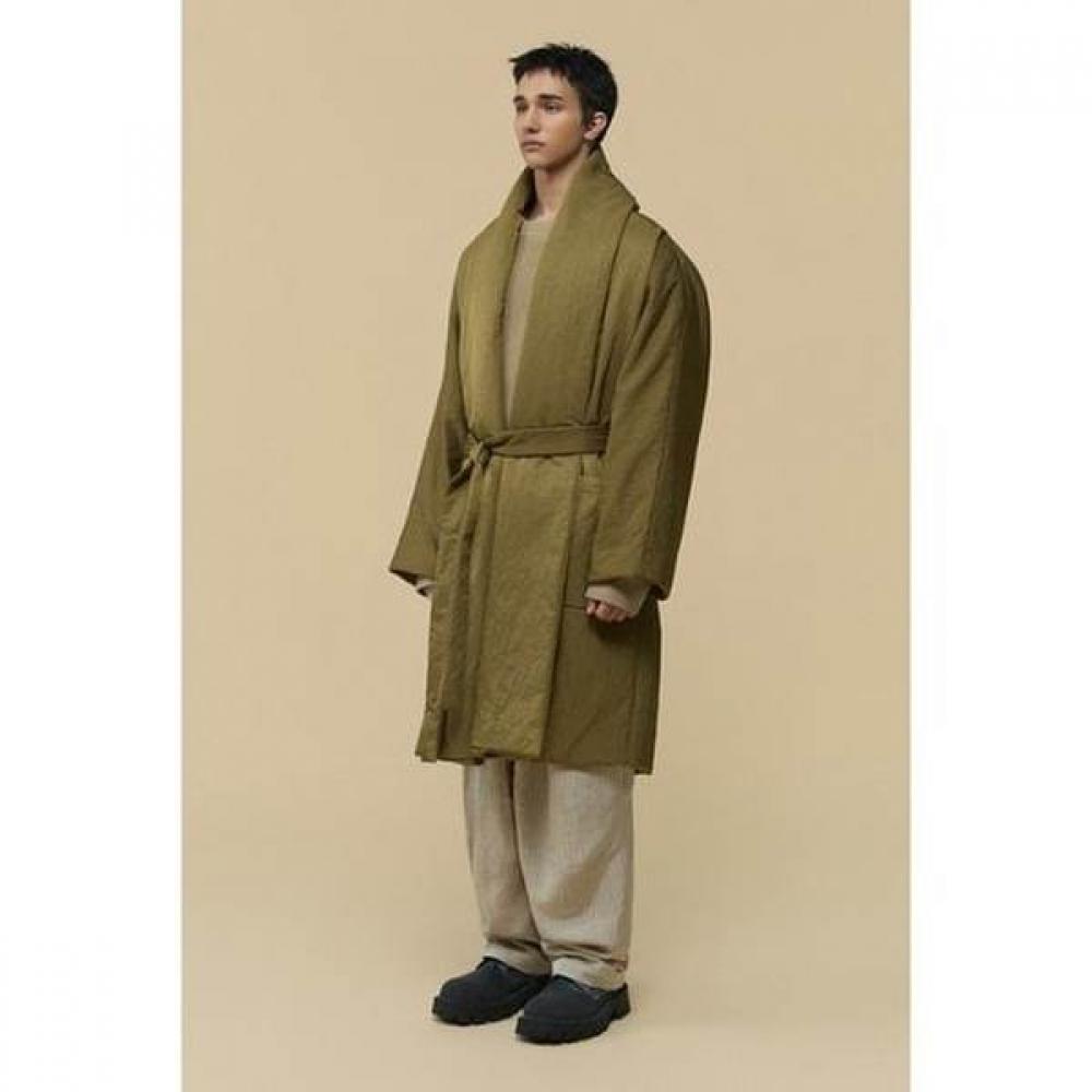 Customellow Gold Oversized Back Slit Robe Padded Coat Cwcaw25994khx