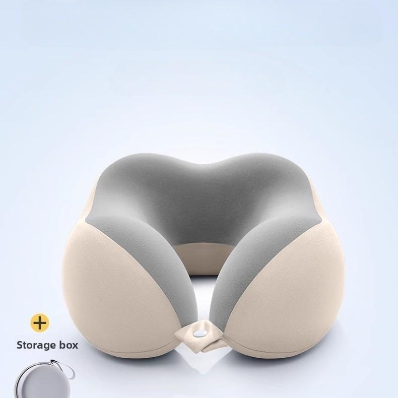 Comfortable U-shaped neck pillow with storage bag – ideal for travel, napping, and office use