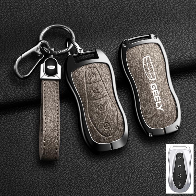 

Alloy Sheepskin Car Key Cover for Geely Tugella 2020 Azkarra Xingyue Boyue Pro Atlas Pro Gili Tugella Keychain Auto Accessories