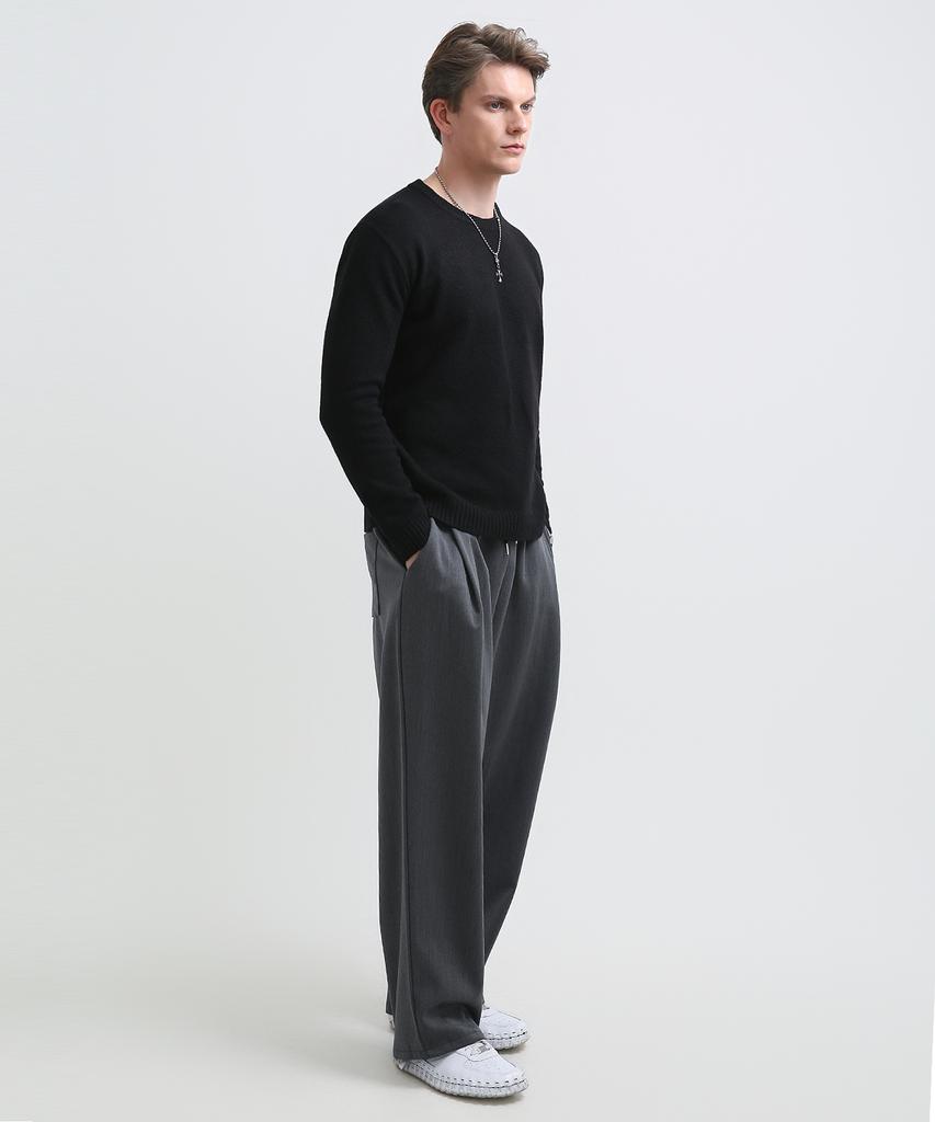 Seuteulaikeu Fine Blend Classic Crew Neck Knit (Black)