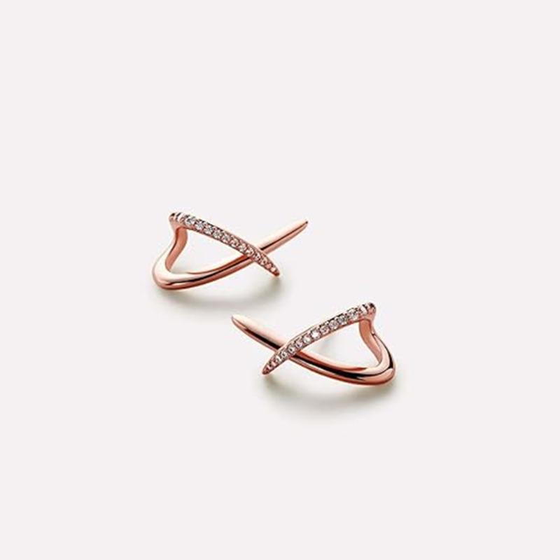 Trendy Gold Zircon Cross Stud Earrings for Women Girls Korean Minimalist Geometry Earring Jewelry Party Gifts
