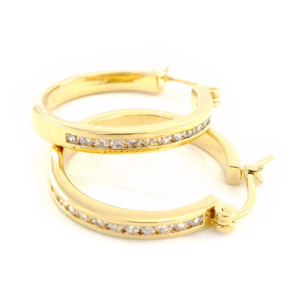 Les Trésors De Lily [G2059] - White Gold Plated 'Cristal Plénitude' Hoop Earrings