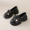 Black platform British style heightening small leather shoes summer and autumn new Japanese round head versatile lace-up retro
