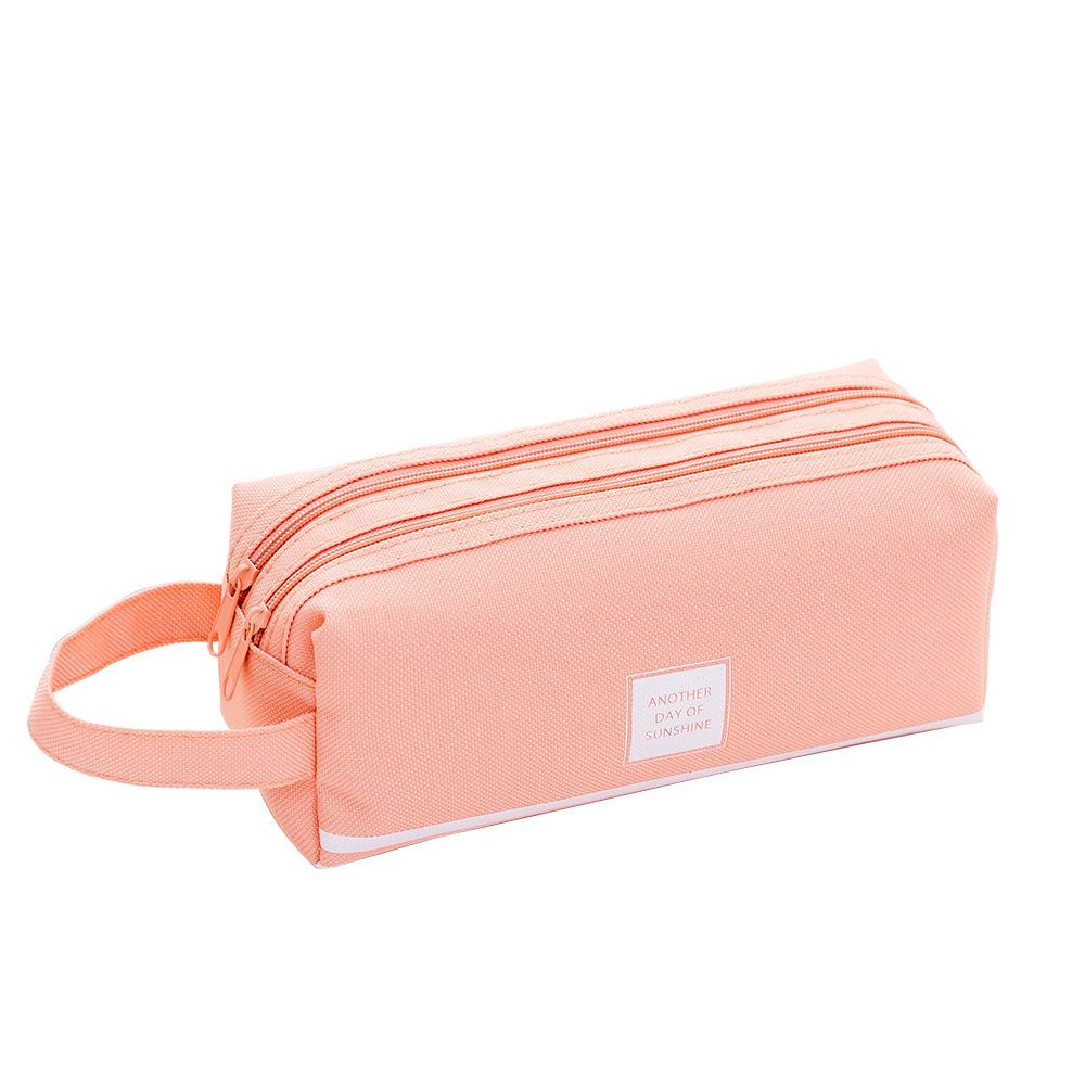 Double-Layer Oxford Pencil Case, Large Capacity, Dual Zippers, Student Storage Bag