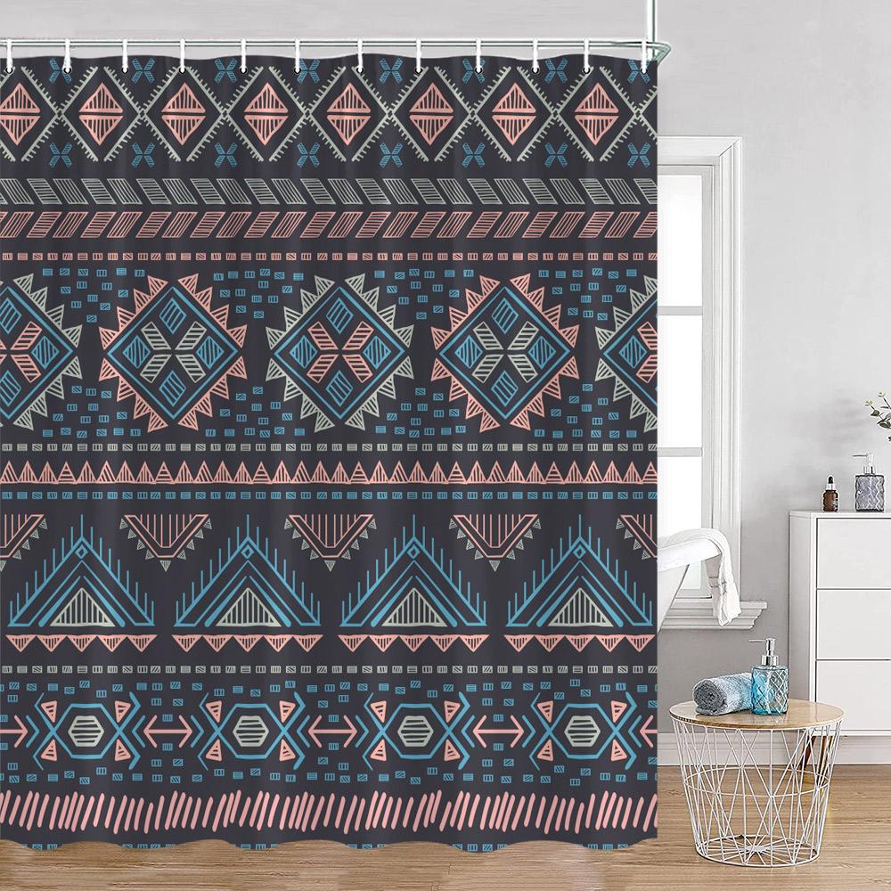 Bohemian Vintage Shower Curtains Mandala Boho Pattern Retro Bathroom Decorations Polyester Bath Curtain With Hooks