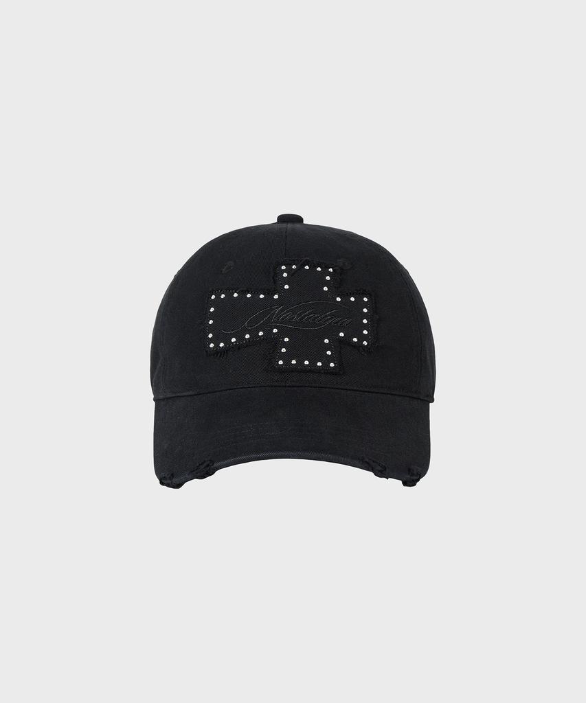Alkialka Distressed Patch Ball Cap (Black)