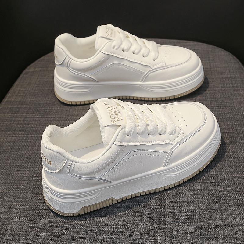 Leather Platform White Shoes Women's Shoes Early Spring New Heightening Board Shoes Children's Casual Shoes Women's Sports Shoes