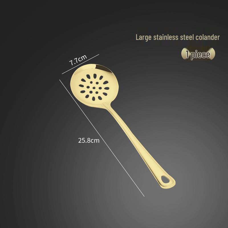 Stainless Steel Kitchen Utensil Set: Serving Spoon, Ladle, Flat Spatula, Slotted Spatula, Small Ladle