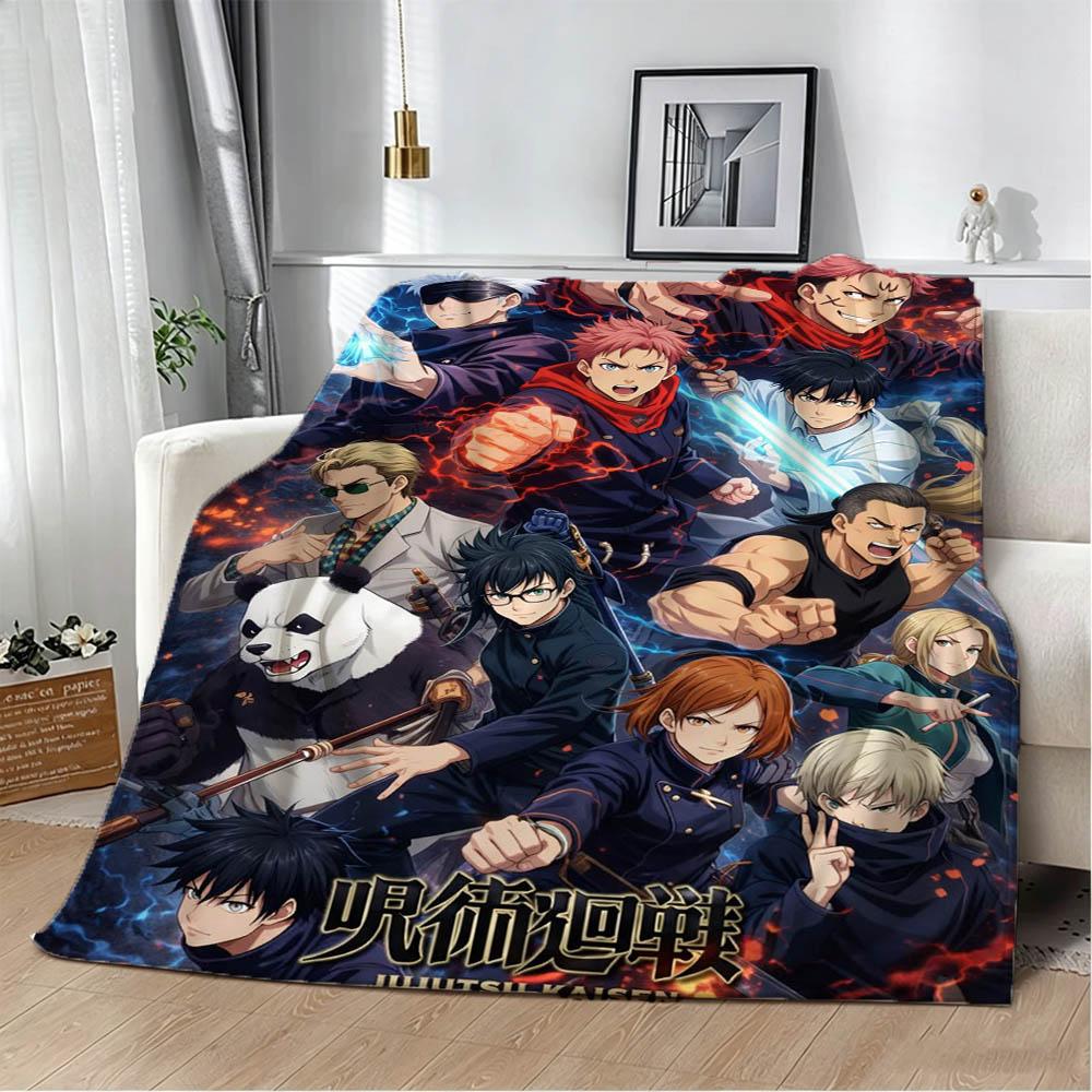 Cartoon Jujutsu Kaisen Anime 3D Flannel Blanket Soft Throw Blanket Art For Home Decor Bedroom Bed Sofa Cover Picnic Fans Gifts