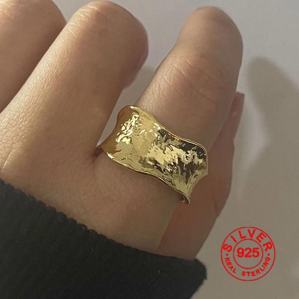 

BF CLUB Silver Color Rings for Women Fashion Geometric Handmade Irregular Shinning Gold Ring Party Christmas Gift