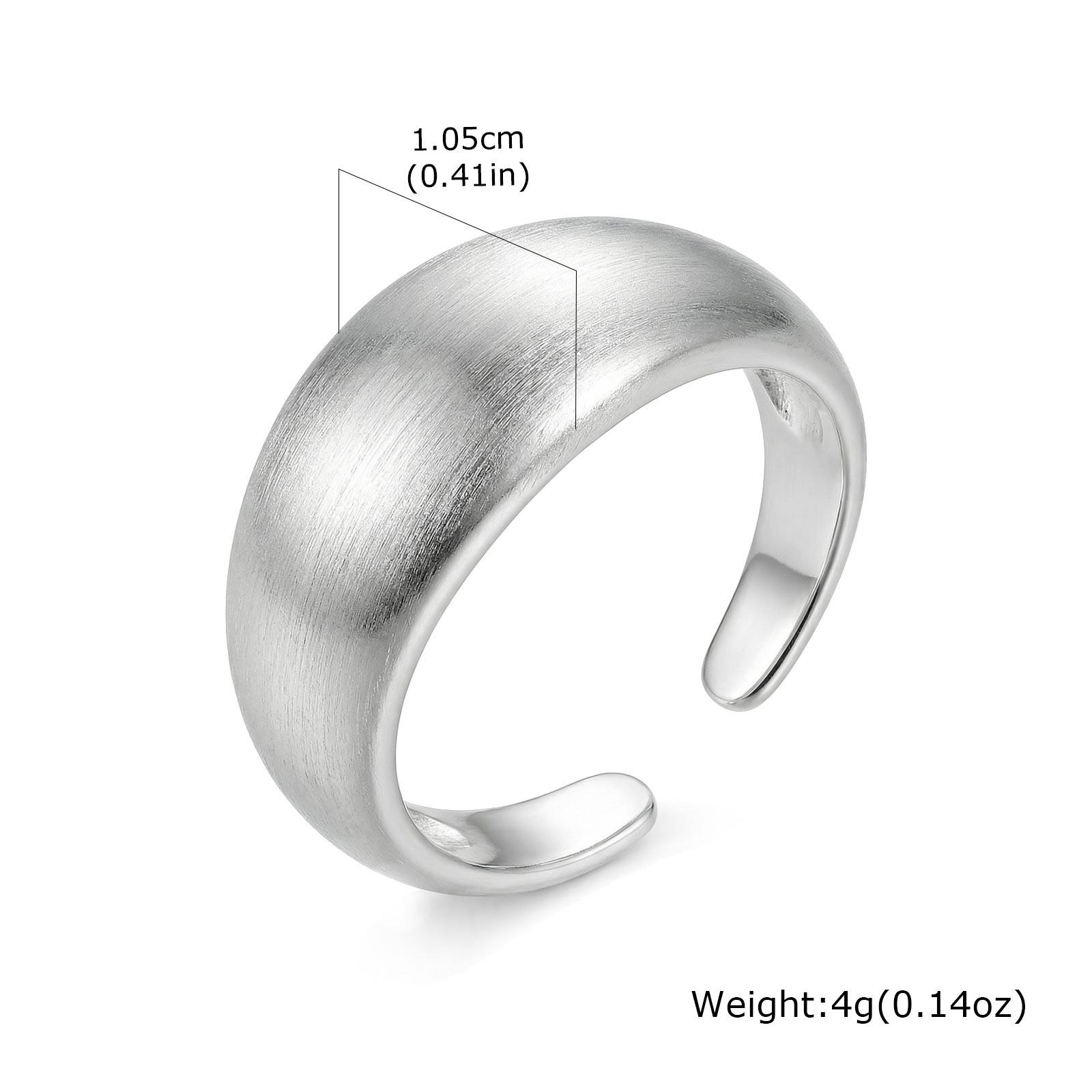 

Matte Brushed Silver Color Open Ring, Wide Band Statement Ring for Daily Wear Minimalist Jewelry