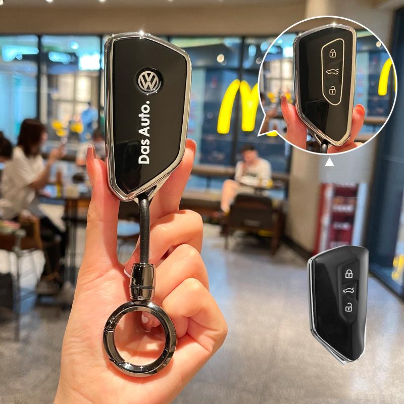 New 3 Buttons TPU Car Smart Remote Key ase Cover Protector Holder Shell For VW Volkswagen Golf 8 MK8 Leon Keychain Auto Acc