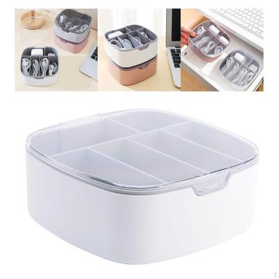 Cable Organizer Box Management with 6 Grid Container USB Cord Sorter for Drawer Desk