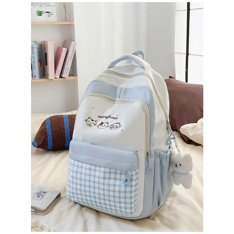 Light and Large-capacity Backpack, New High-value, Fresh and Sweet Plaid Schoolbag for Junior High School Students