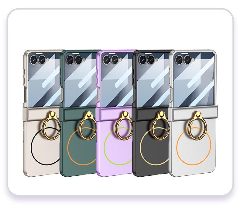 Samsung Z Flip7 Ultra cienkie etui na składany telefon z ochroną zawiasu, modny magnetyczny pierścień i kompatybilnością z ładowaniem bezprzewodowym