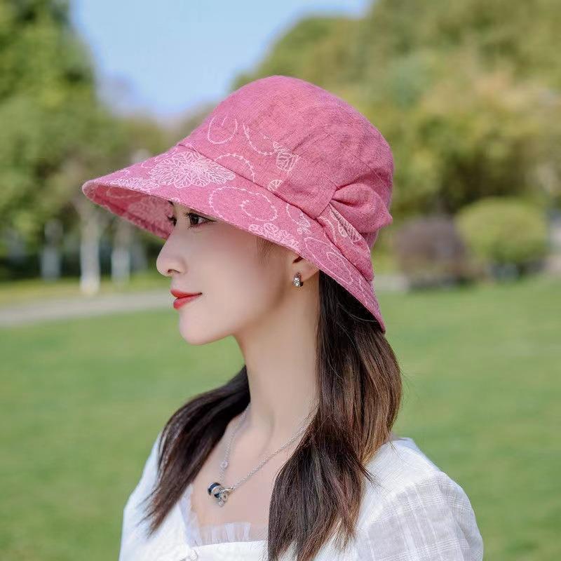 Hat Women's Summer Bucket Hat Women's Breathable Sun Hat Medium Old Hat Outdoor Folding Hat Autumn Basin Hat