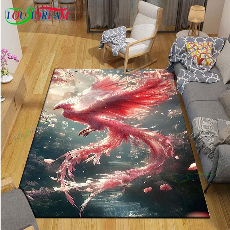 Popular Mythical Beast Phoenix Printed  Carpet Living Room Anti-Skid Area Rug Kids Bedroom Mats Yoga Mat Carpet Decor Gift
